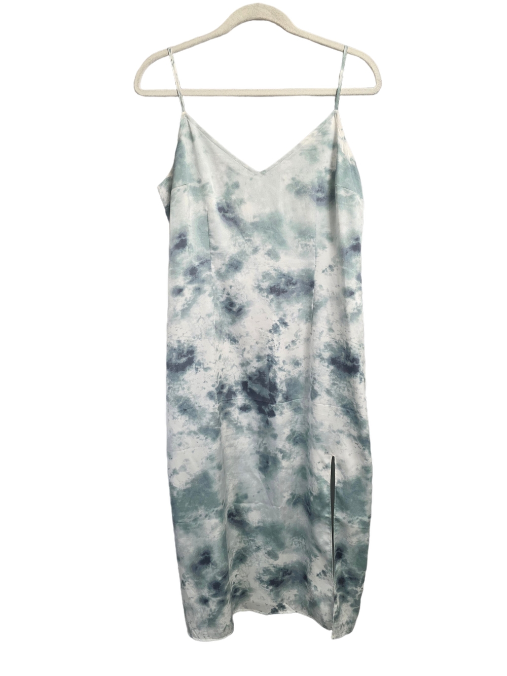 Abercrombie & Fitch Blue and White Tie-Dye Midi Slip Dress Size Large